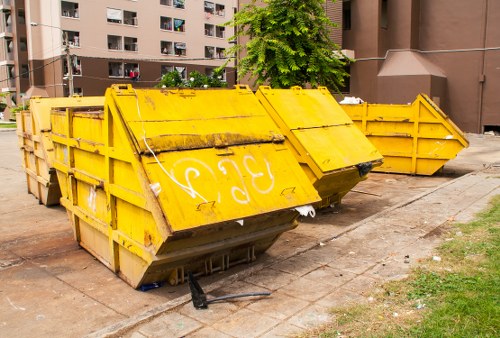 Customer booking a junk removal service with collected household waste items