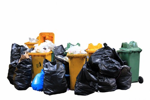 Council waste bins and refuse collection in a London residential street